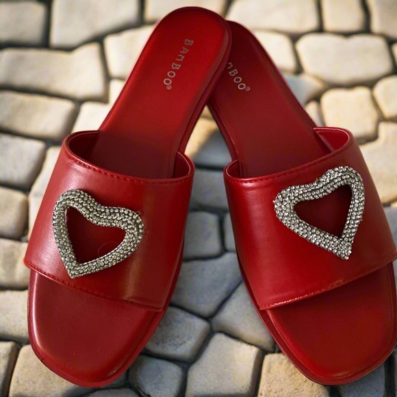 LOVE Red Rhinestone Sandals Collection - Picture 2 of 2
